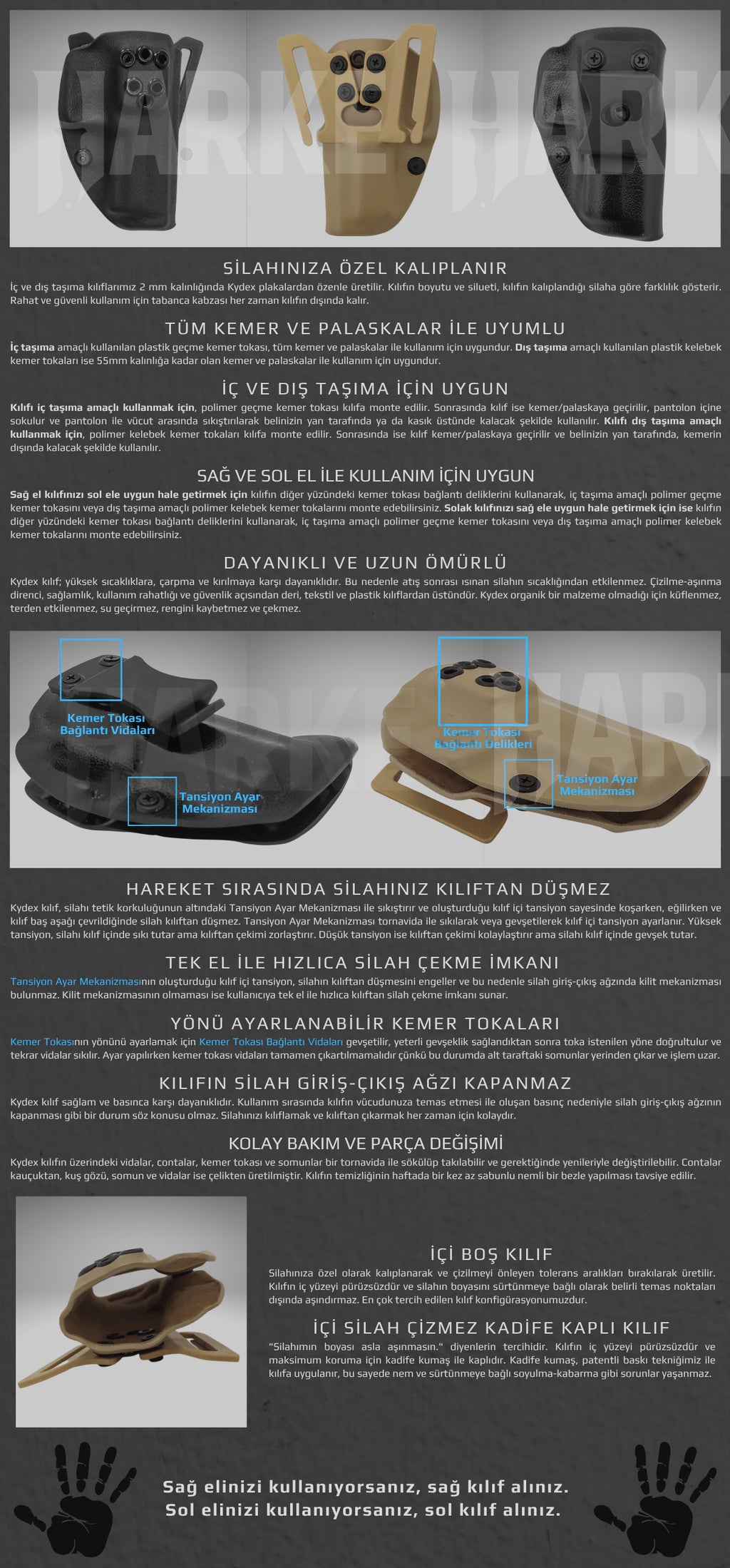 Kydex Silah Kılıfı | İç Ve Dış Taşıma